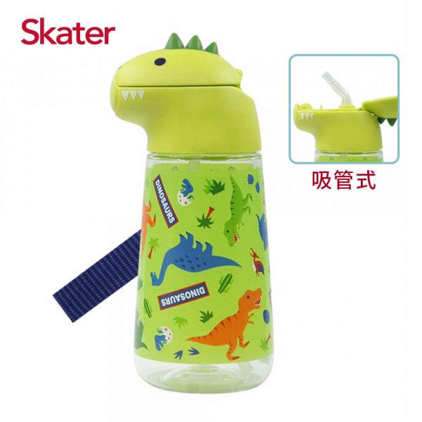 【Skater】立體恐龍造型吸管水壺(綠/420ml)