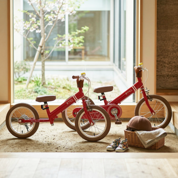 日本iimo二合一平衡滑步/腳踏車14吋-經典紅 