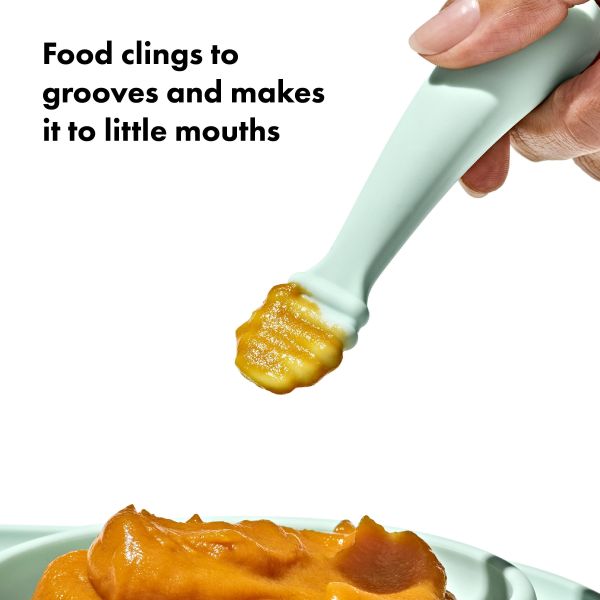 OXO 寶寶握刮泥學習湯匙2入組-薄荷綠 