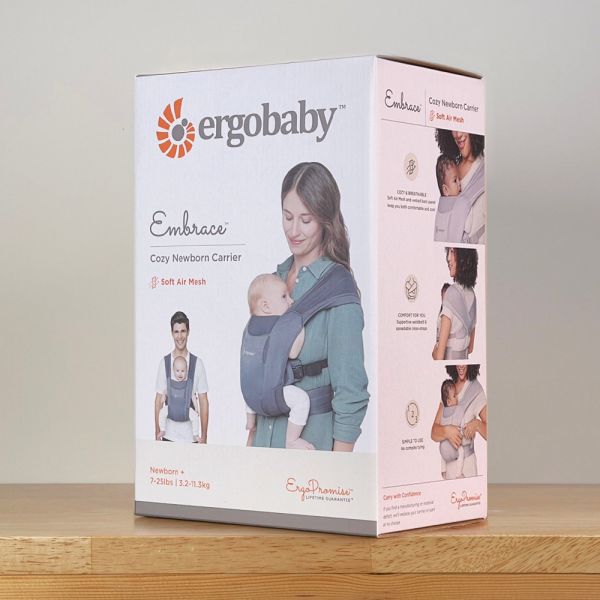 【ergobaby】Embrace 環抱二式初生嬰兒背帶柔軟透氣款 (洗水黑) ergobaby,嬰兒背巾,揹巾,揹帶,背帶,新生兒,Embrace,吸汗面料,Soft Air Mesh,人體工學,三種背法,空氣網眼,洗水黑