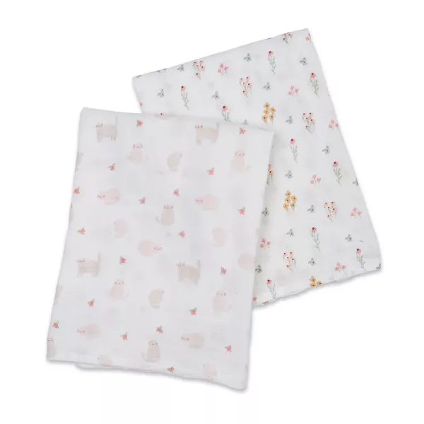 【lulujo】經典多功能包巾-2入組(小貓/碎花) 