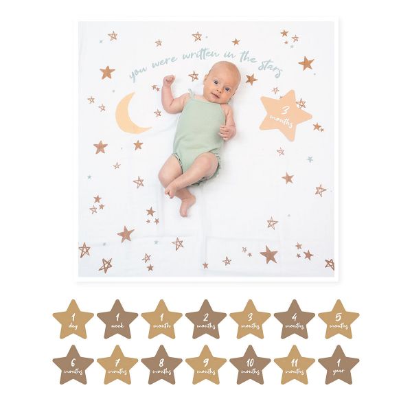 【lulujo】BABY'S FIRST YEAR 包巾卡片禮盒組(星星)