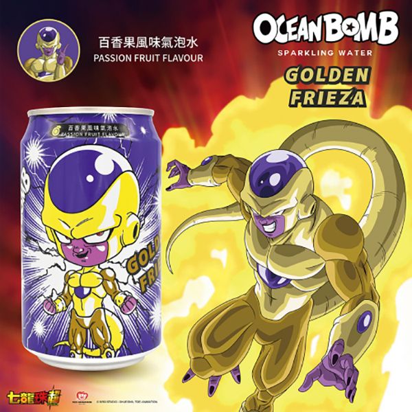 【OCEAN BOMB】七龍珠超氣泡水(百香果風味/330mlx24罐) OCEANBOMB,七龍珠超,DragonBall Super,水蜜桃風味氣泡水,金色佛利沙,YHB