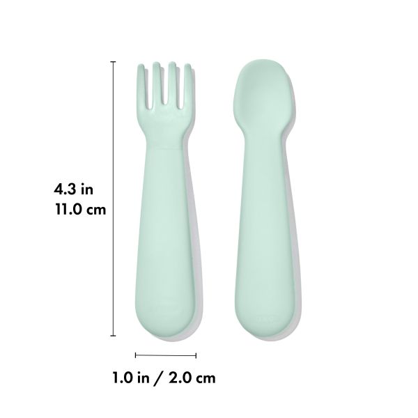 OXO TOT 寶寶握矽膠叉匙組-薄荷綠 