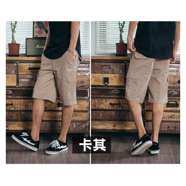 美式工作短褲 有大尺碼(側邊鬆緊帶) 短褲,男生短褲,工作短褲,側口袋短褲
