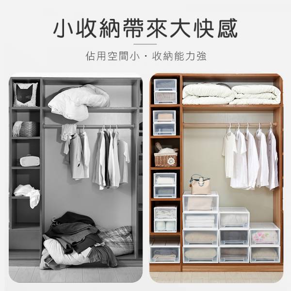 日式透明抽屜收納盒 【可疊加使用】 