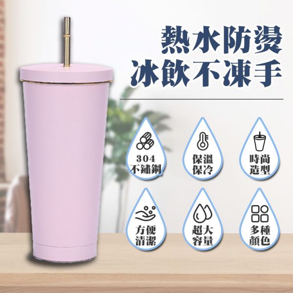 冰壩咖啡手提杯【附：吸管+吸管刷+杯套】 保冰杯、手提杯、保溫杯 、馬卡龍色保溫杯
