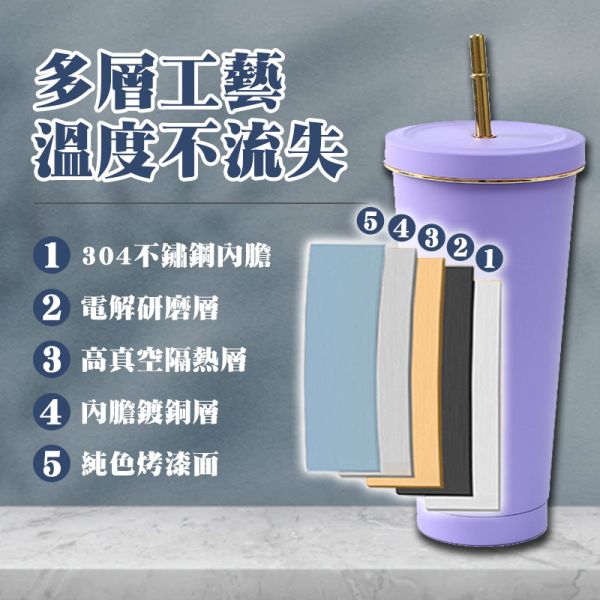 冰壩咖啡手提杯【附：吸管+吸管刷+杯套】 保冰杯、手提杯、保溫杯 、馬卡龍色保溫杯