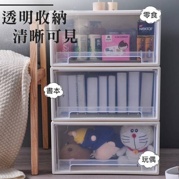 日式透明抽屜收納盒 【可疊加使用】 