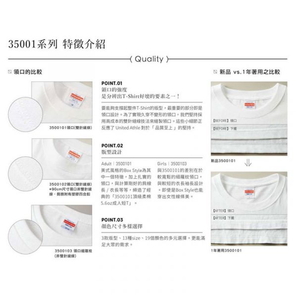5.6oz 素TEE 厚磅 領口不易鬆【 500101】日本品牌 【United Athle】 