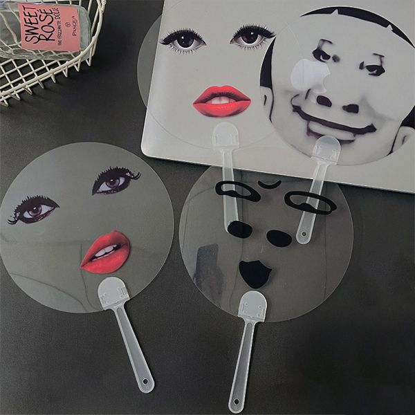 lady gaga扇子 你才奇怪,搞怪扇子,lady,gaga扇子,烈焰紅唇,印花抽象,透明圓扇子,演唱會,應援粉絲,拍照道具,遮臉透明扇子