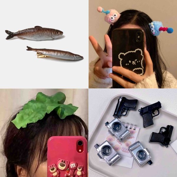 生菜/鹹魚/怪獸/手槍 髮夾 你才奇怪,生菜髮夾,鹹魚髮夾,毛怪髮夾,怪獸髮夾,手槍髮夾,相機髮夾,學生禮物,交換禮物,小廢物