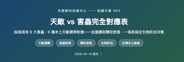 天敵 vs 害蟲完全對應表 天敵 vs 害蟲完全對應表