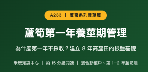 蘆筍第一年養莖期管理 蘆筍第一年養莖期管理