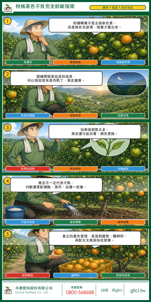 柑橘著色不良完全診斷指南 柑橘著色不良完全診斷指南