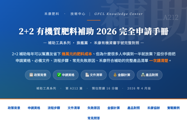 2+2 有機質肥料補助 2026 完全申請手冊 2+2 有機質肥料補助 2026 完全申請手冊