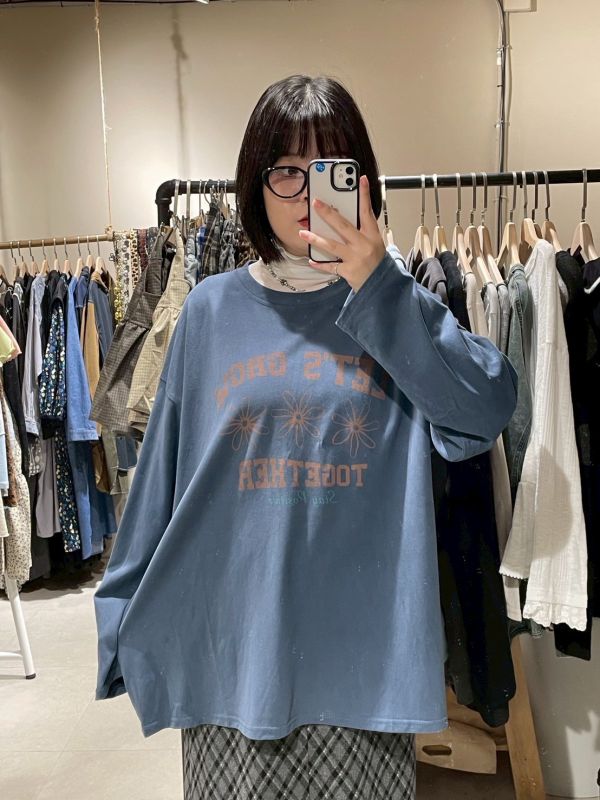 Let’s grow落肩長袖上衣 