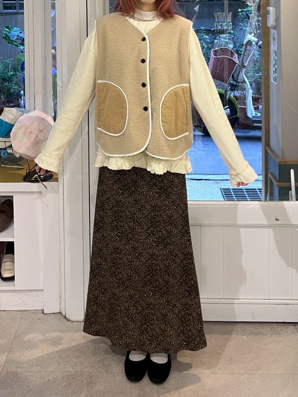 奶油花邊棉質長袖上衣 