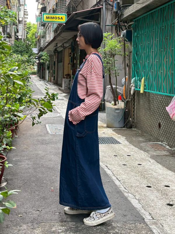 日系牛仔吊帶裙 