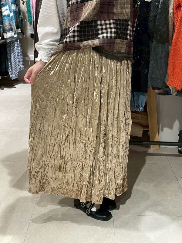 金光閃閃皺摺長裙 