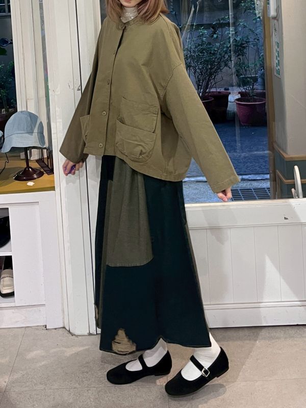 短版圓領工裝雙層口袋外套 