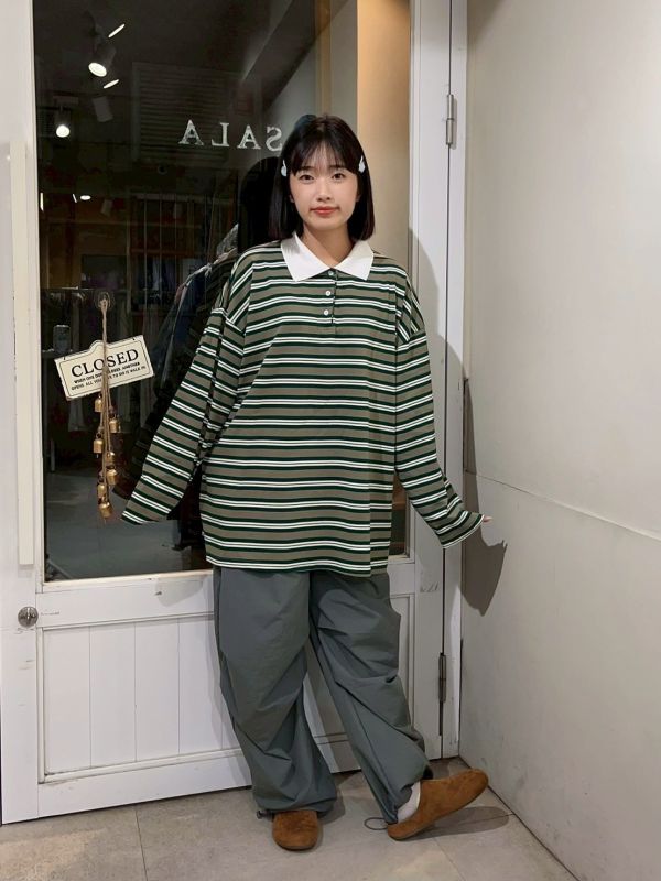 橫條紋oversized 休閒上衣 