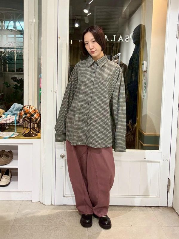 泡泡布前口袋細格紋襯衫 