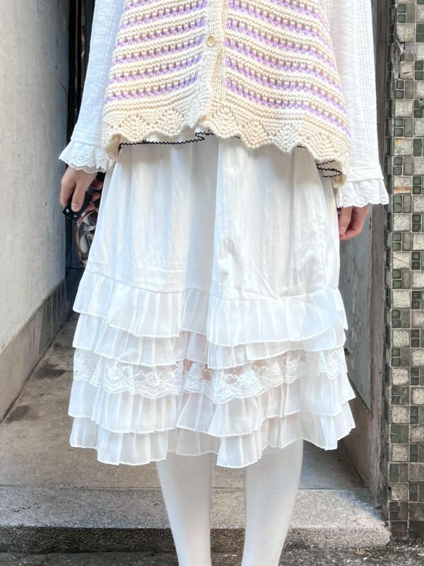 蕾絲蛋糕層次六分裙 