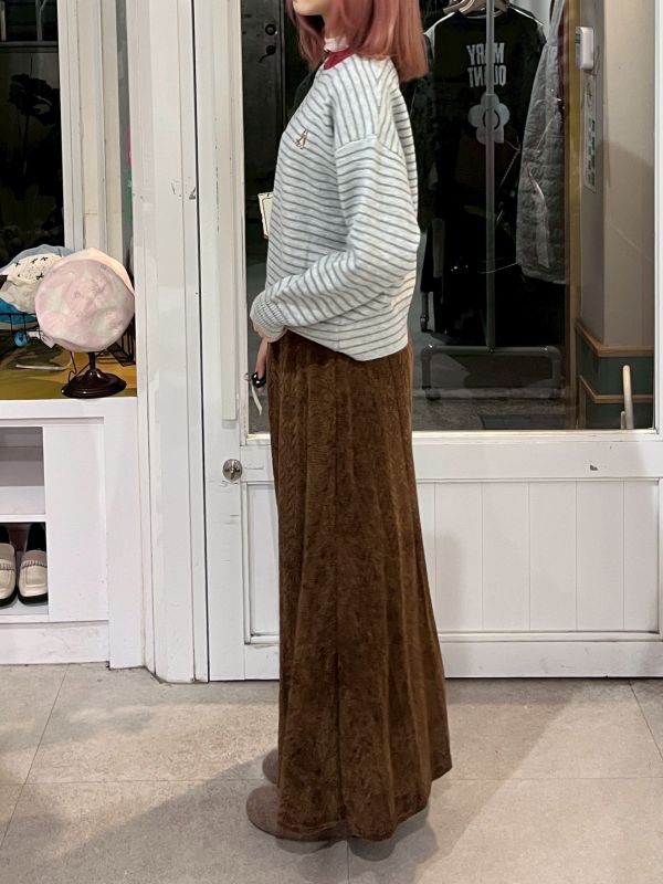 狗狗刺繡條紋針織長袖毛衣 