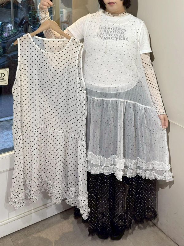 透透紗雙層蛋糕下擺長版背心 