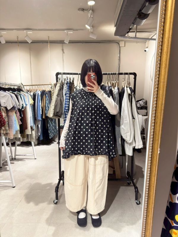 寬版直筒橘車線鬆緊腰長褲 