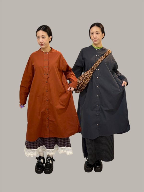 長版雙排扣襯衫洋裝 