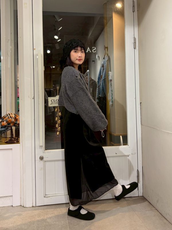 短版毛線綁帶針織外套 