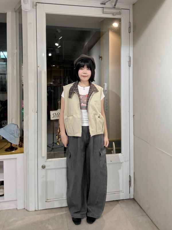 質感格紋內裏鈕扣翻領背心 