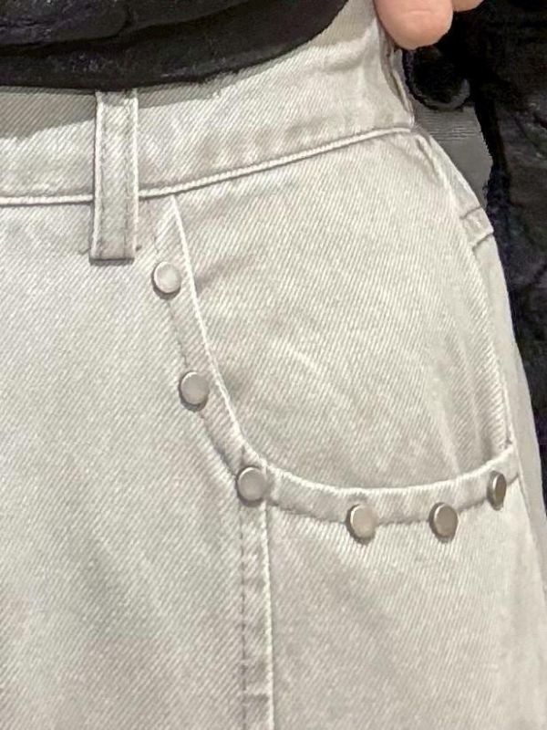 卯釘設計中線後伸縮腰直筒褲 