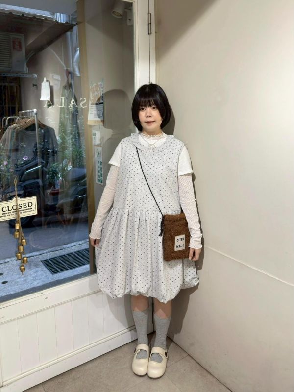 點點荷葉領花苞下擺背心裙 