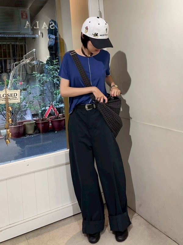 涼感彈性百搭木耳滾邊短袖上衣 