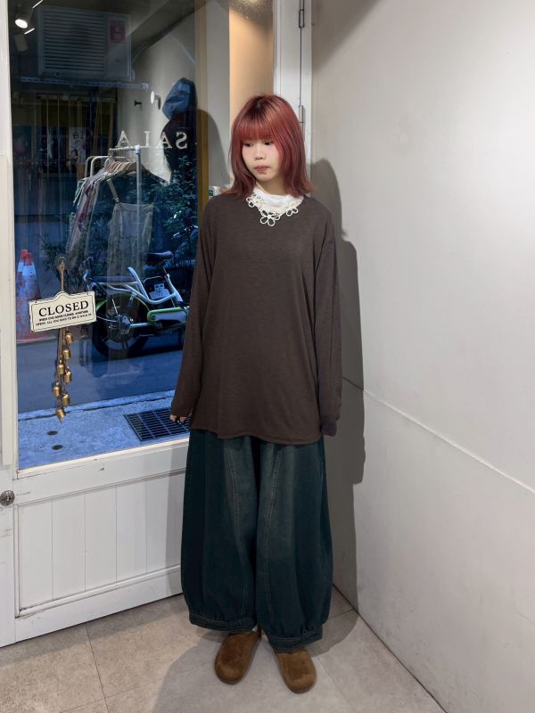 圓領後背扭結寬鬆上衣 