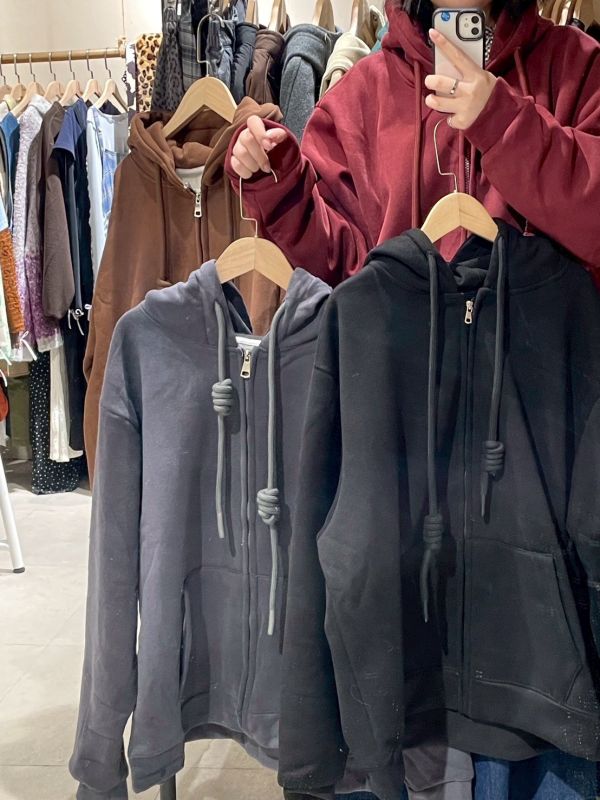 內加絨連帽抽繩棉外套 