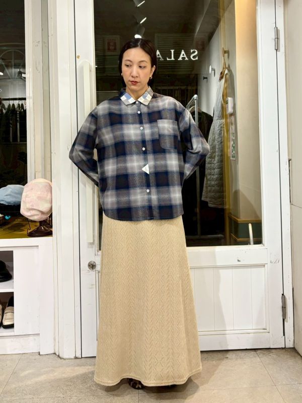 拼接領格紋襯衫 