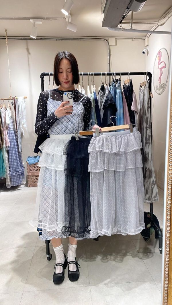 三層紗蓬蓬外罩裙 