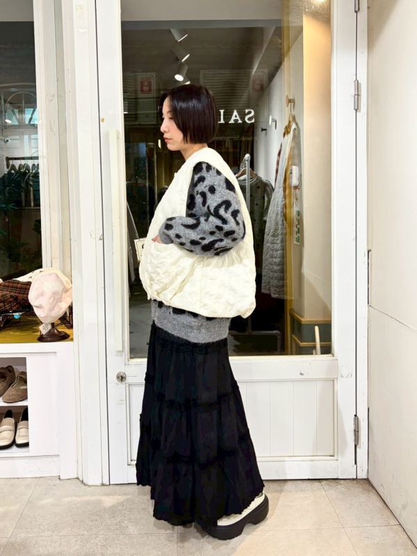 蝴蝶結壓紋鋪棉背心 