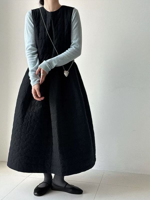 縫線壓紋氣球背心裙 