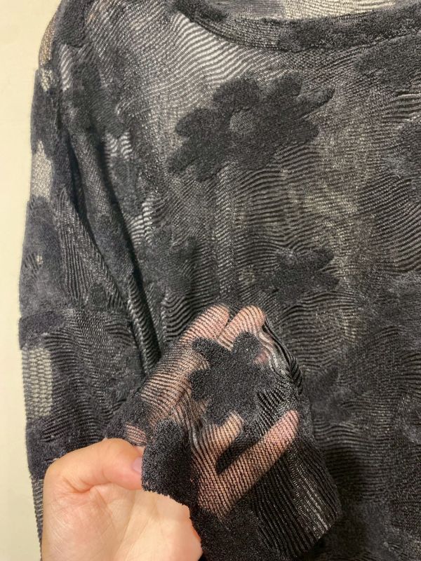 立體絨滿版花花透露長袖上衣 