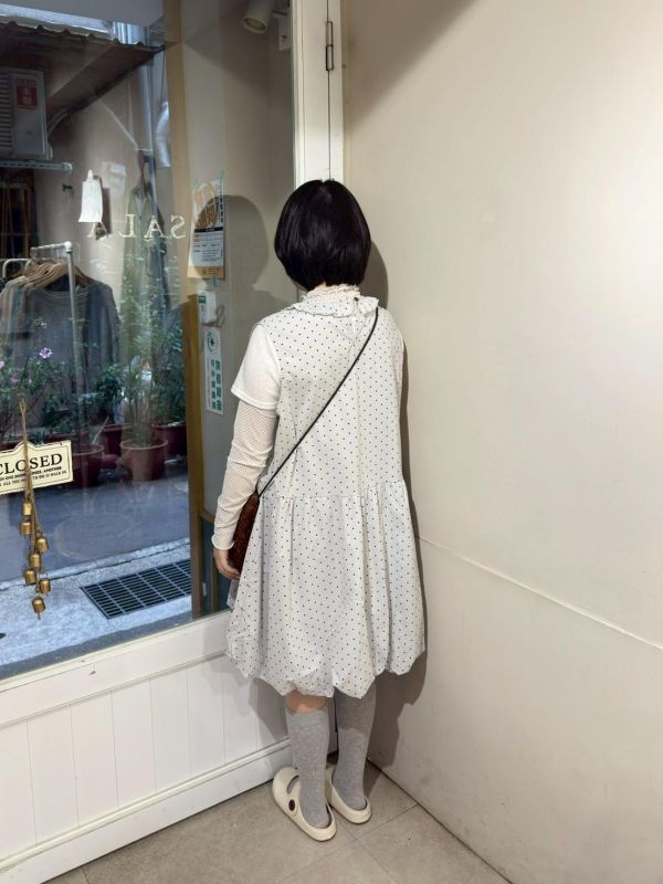 點點荷葉領花苞下擺背心裙 