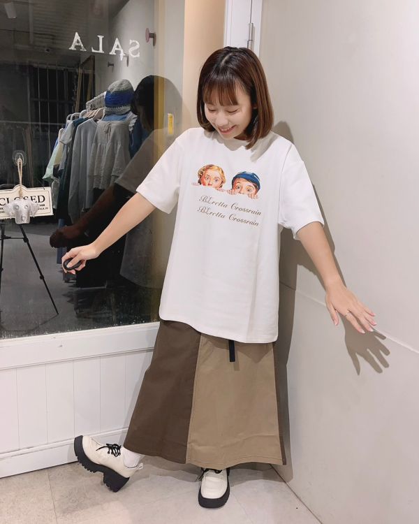 拼接色塊工裝長裙 