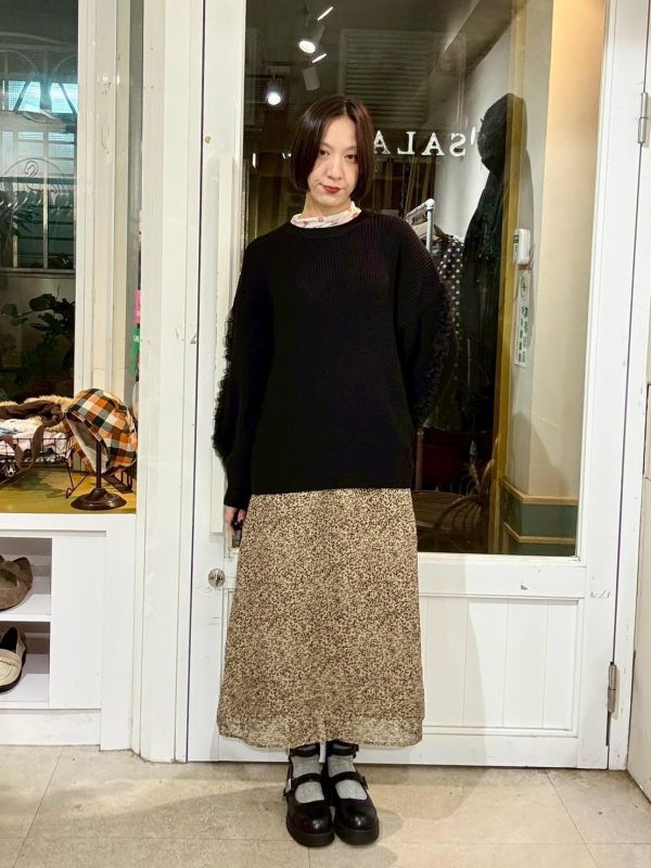 雙層微透紗豹紋裙 