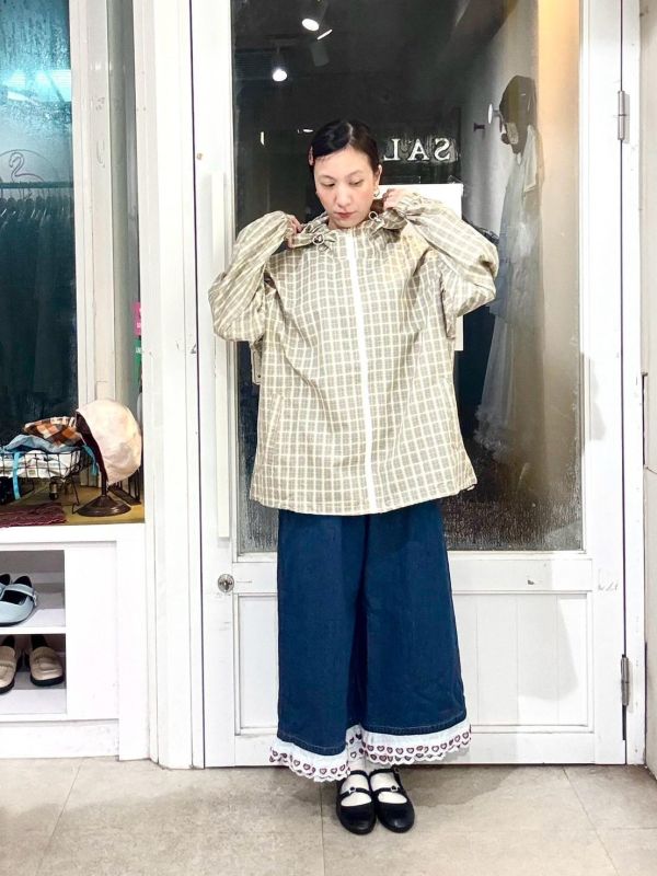 鬆餅格拉鏈連帽外套 
