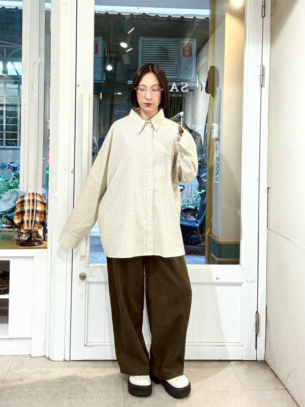 卯釘設計中線後伸縮腰直筒褲 