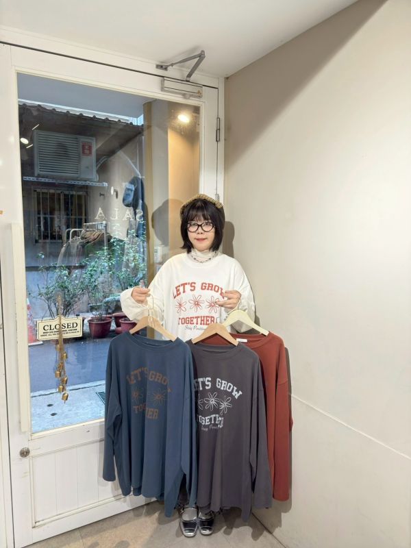 Let’s grow落肩長袖上衣 